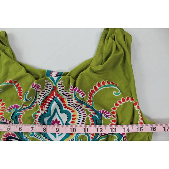 Valerie Bertinelli Sleeveless Green Boho Dress Size 6 Paisley Print - Picture 4 of 5